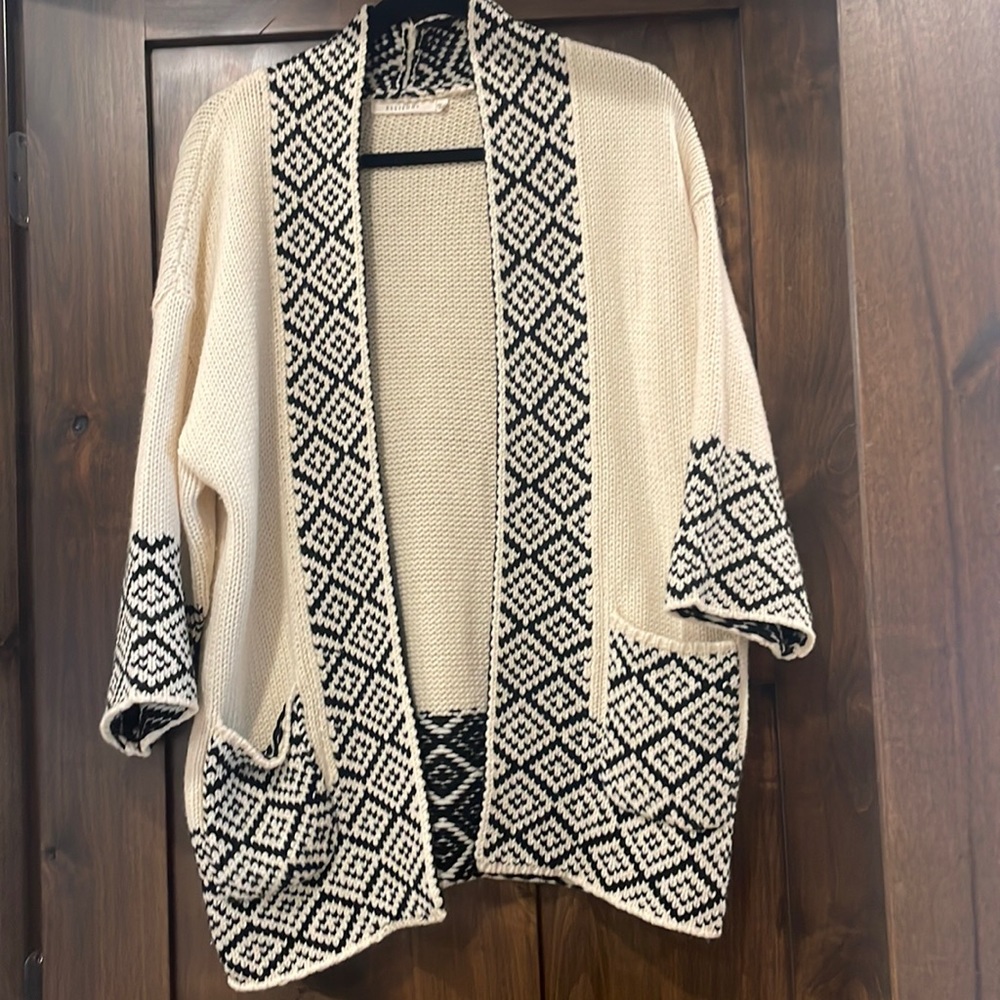 Size small cream and black cardigan